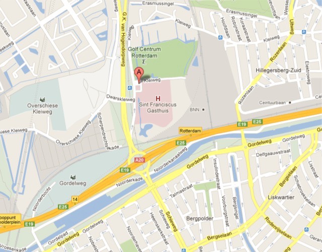 Plattegrond van de wijk rond de Huisartsenpost SFG (HAP SFG), Rotterdam